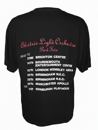 ELO Part II World Tour 1991 vintage t-shirt — back with UK tour dates