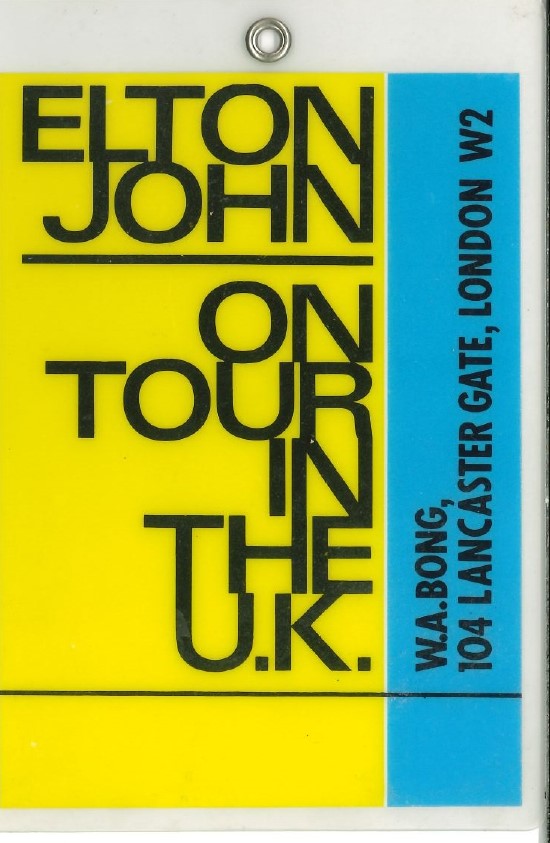 Elton John UK Tour Crew Laminate & Baggage Tag | Mike Ponczek Collection