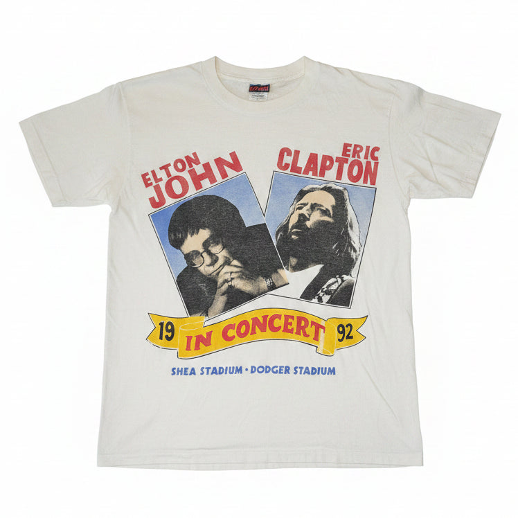 Elton John & Eric Clapton In Concert 1992 tee - front with portrait photos