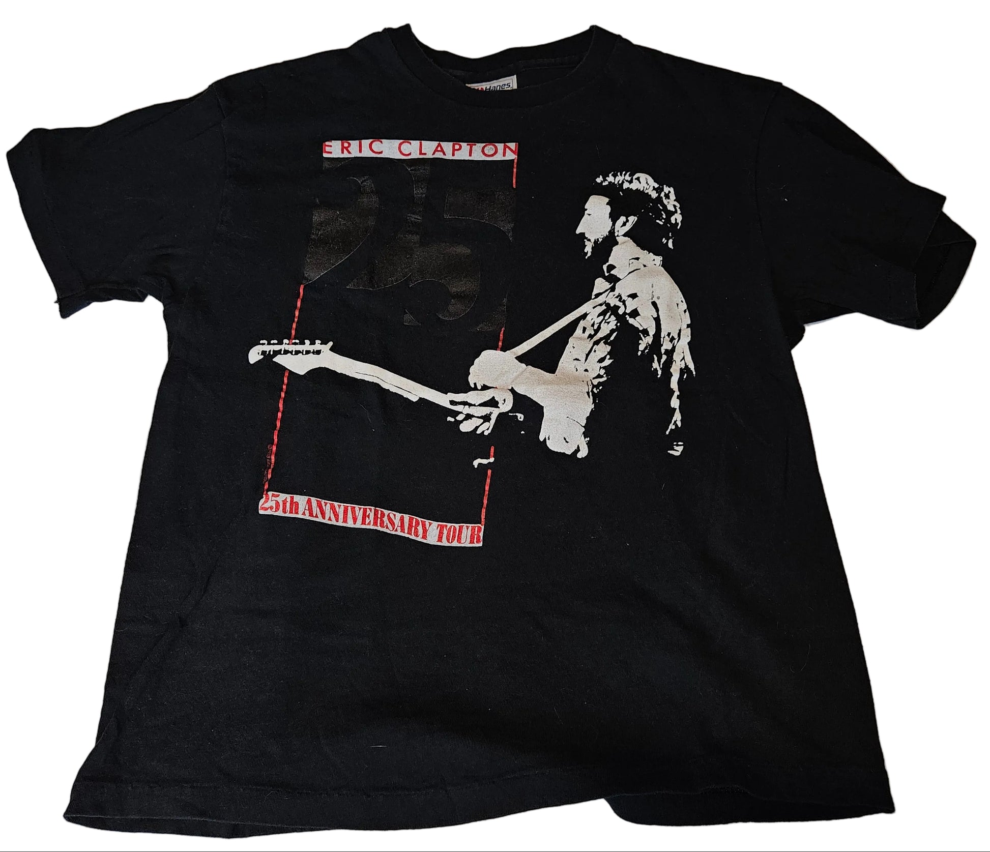 Eric Clapton 25th Anniversary Tour 1988 tee - front with EC silhouette graphic