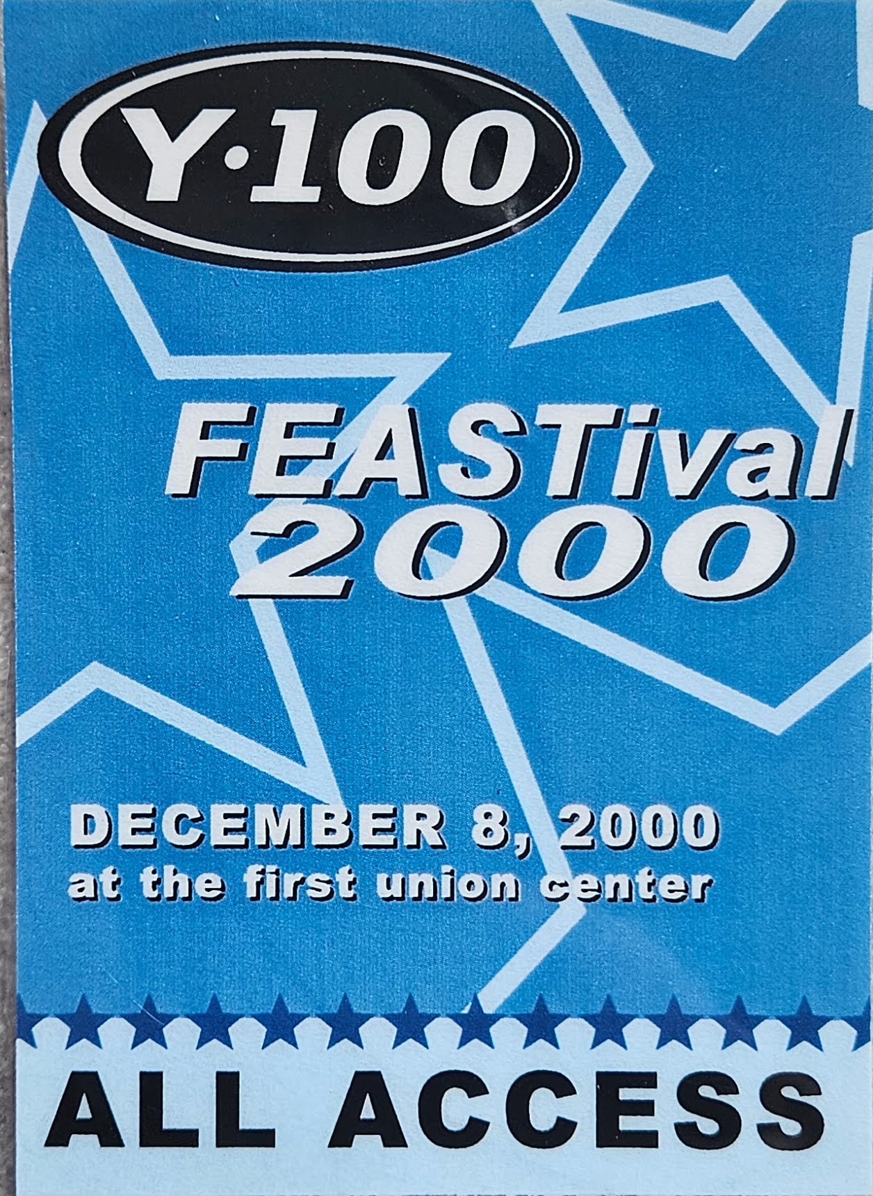 Y-100 FEASTival 2000 All Access Laminate | Johnny "JW" Roberts Closet