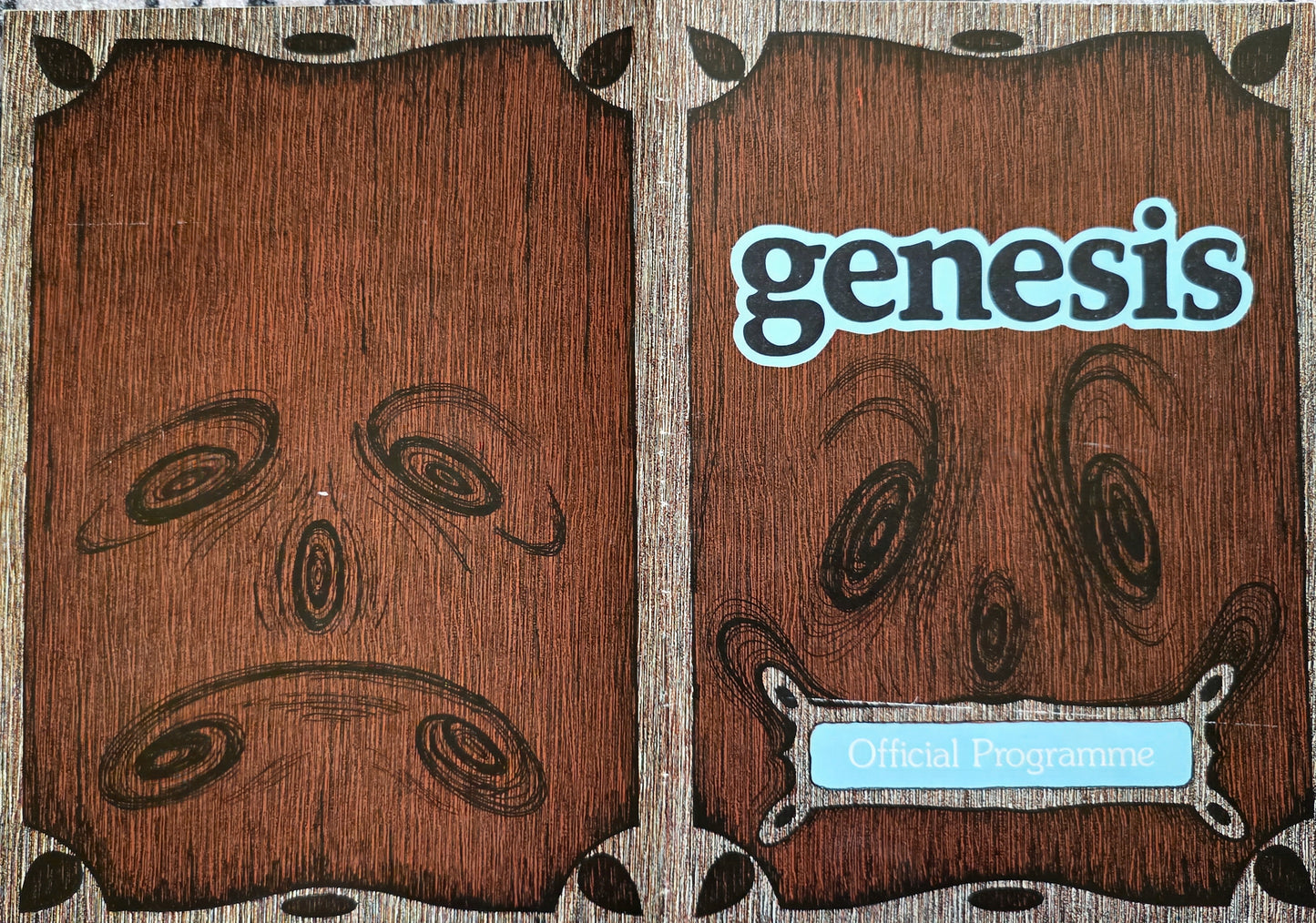 Genesis Lamb Lies Down on Broadway tour programme cover - wood grain design
