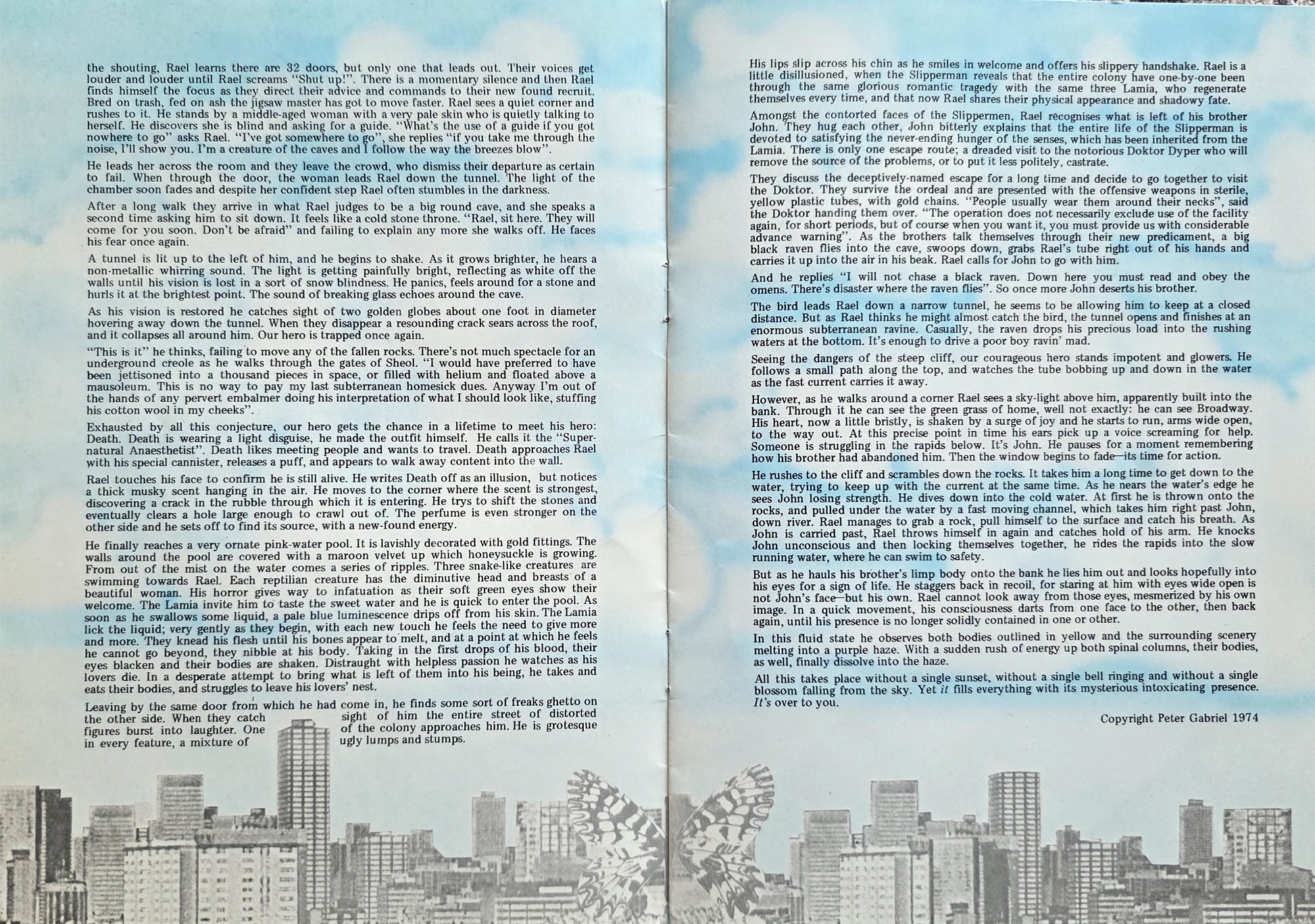 Genesis 1975 programme interior - band photos and text