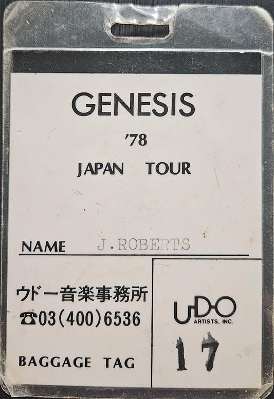 Genesis '78 Japan Tour Baggage Tag — J. Roberts