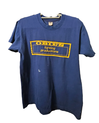 Black Oak Arkansas “Obies Lighting Production” Vintage Crew T-Shirt — original shirt photo from Bill Doc Gans collection