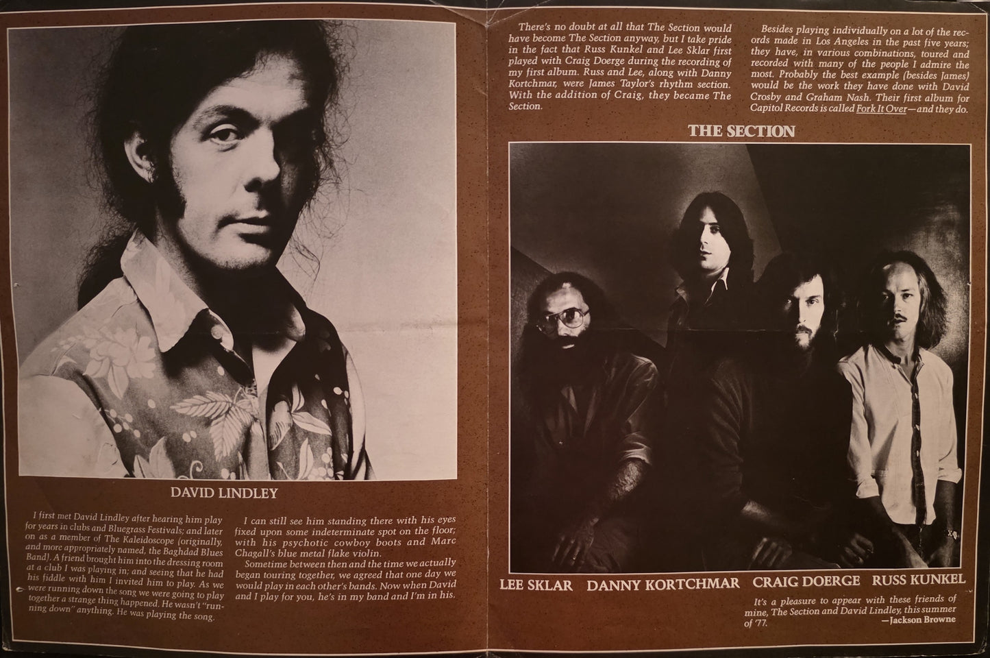 Jackson Browne Running on Empty Summer Tour '77 — Original Concert Program (Complete)