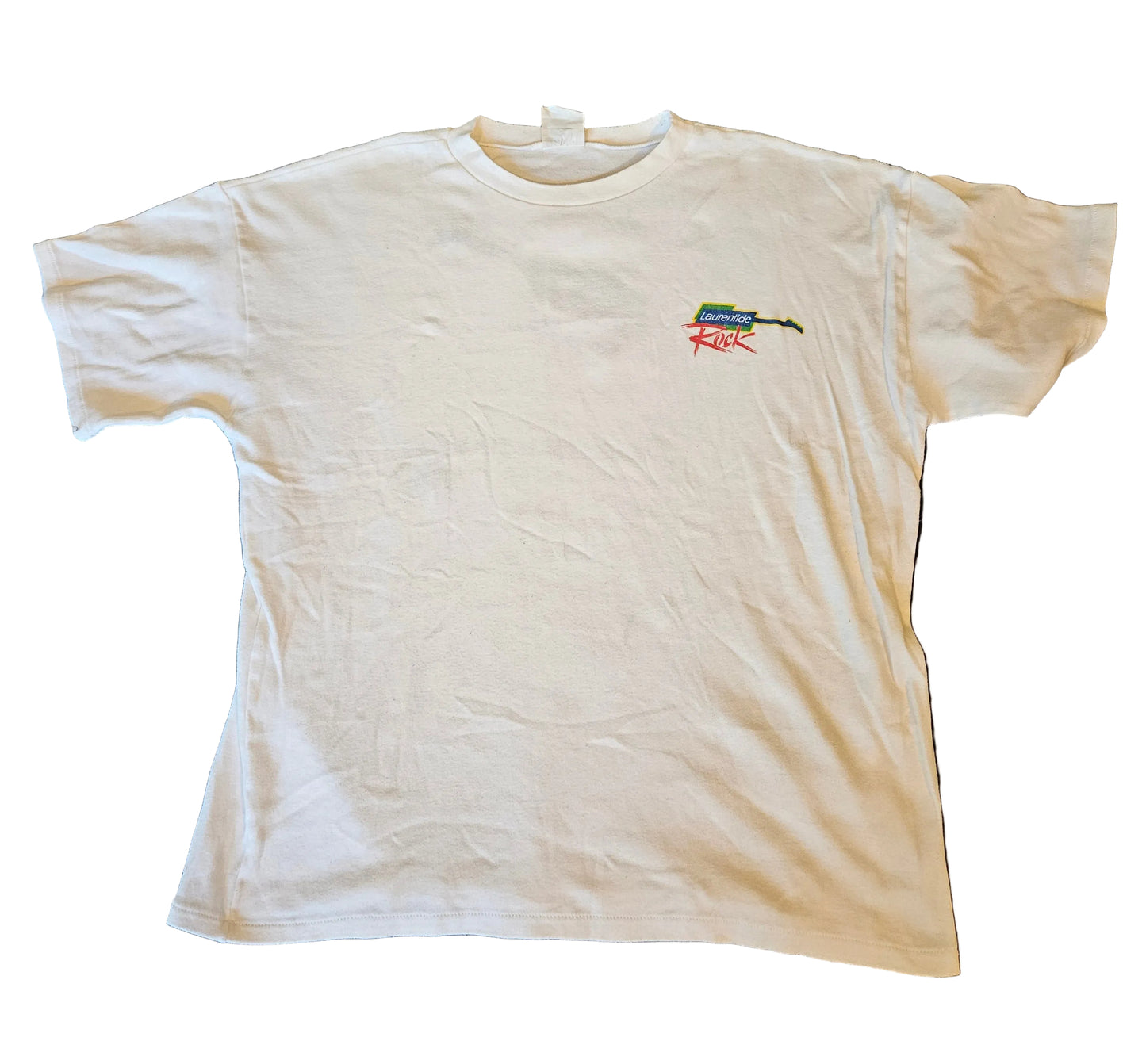 Laurentide Rock Festival tee - front full view with embroidered chest logo on white