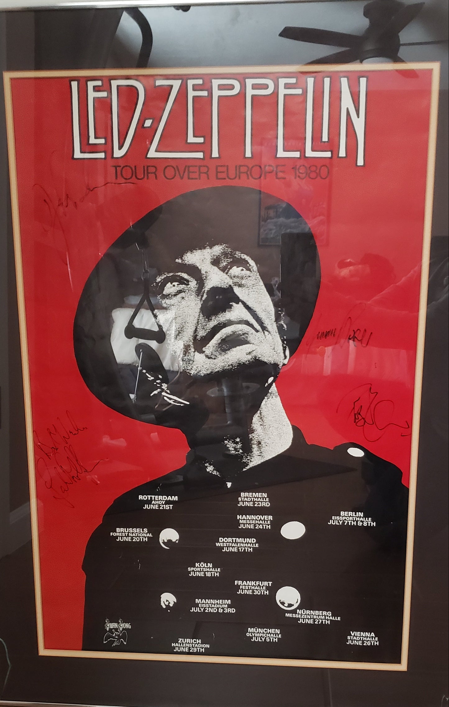 Led Zeppelin — Tour Over Europe 1980 Original Poster, Signed by All Members | Showcase Piece | Donnie “DK” Kretzschmar’s Closet