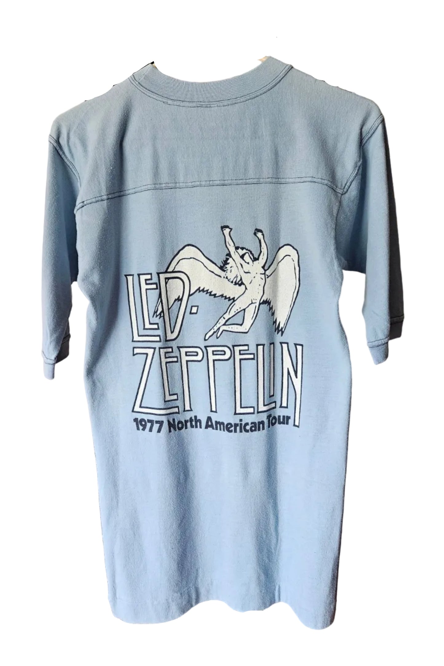 Led Zeppelin 1977 Concerts West North America Tour Shirt (M, Light Blue)