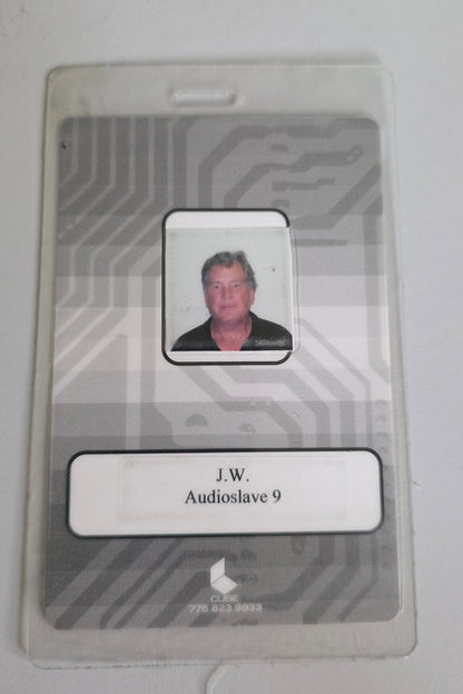 Audioslave Lollapalooza 2003 Main Stage Pass – front, holographic circuit-board design, Lolla devil/lollipop figure, presented by Xbox