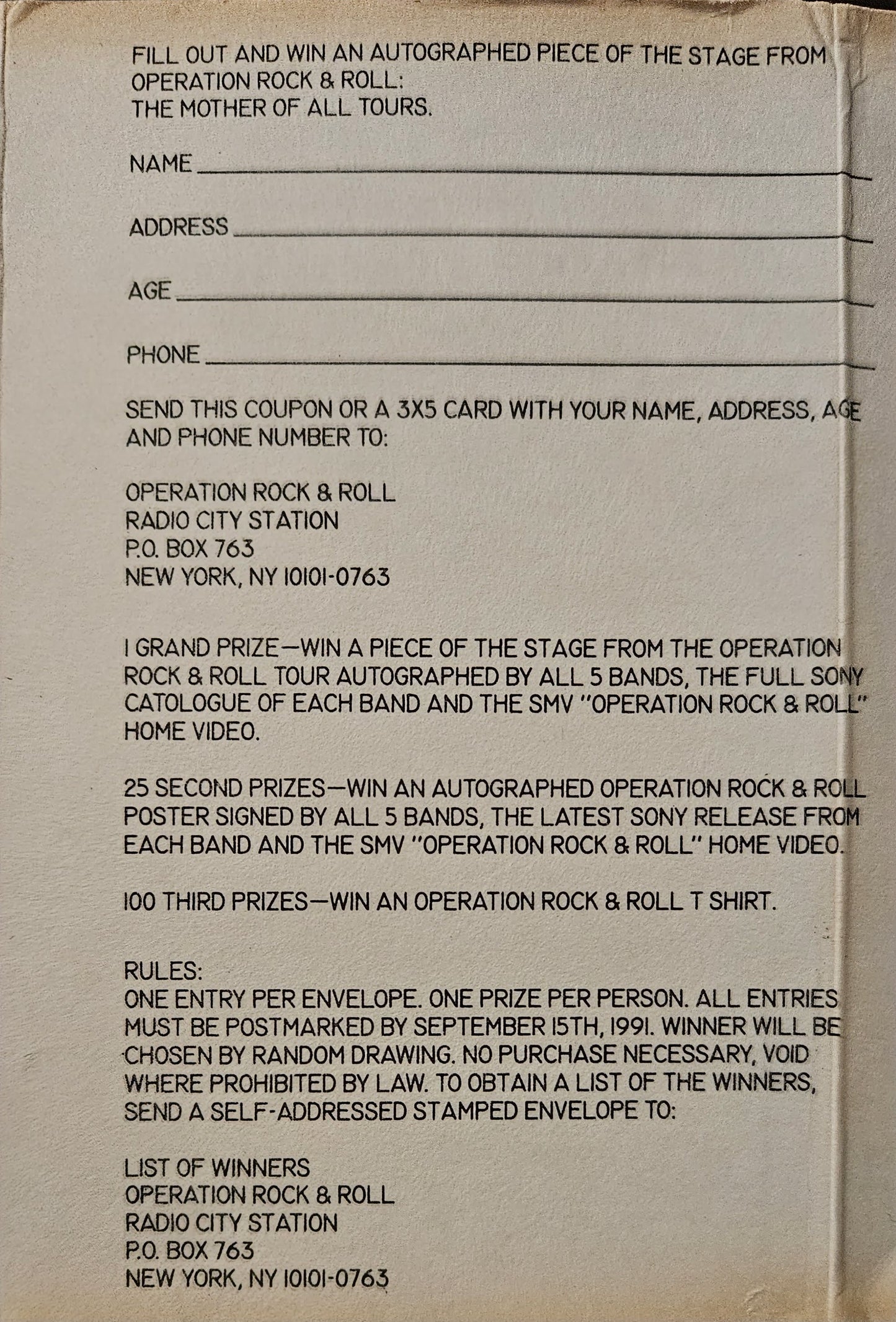 NEW SEALED - Operation Rock & Roll 1991 Giveaway Cassette Tape (14-Song Demo) Judas Priest, Motörhead & More