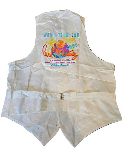 Paul McCartney World Tour 1990 dress vest - back with Sold Out Miami tour graphic