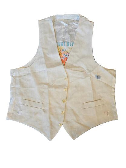 Paul McCartney World Tour 1990 dress vest - front, off-white tailored with gold buttons