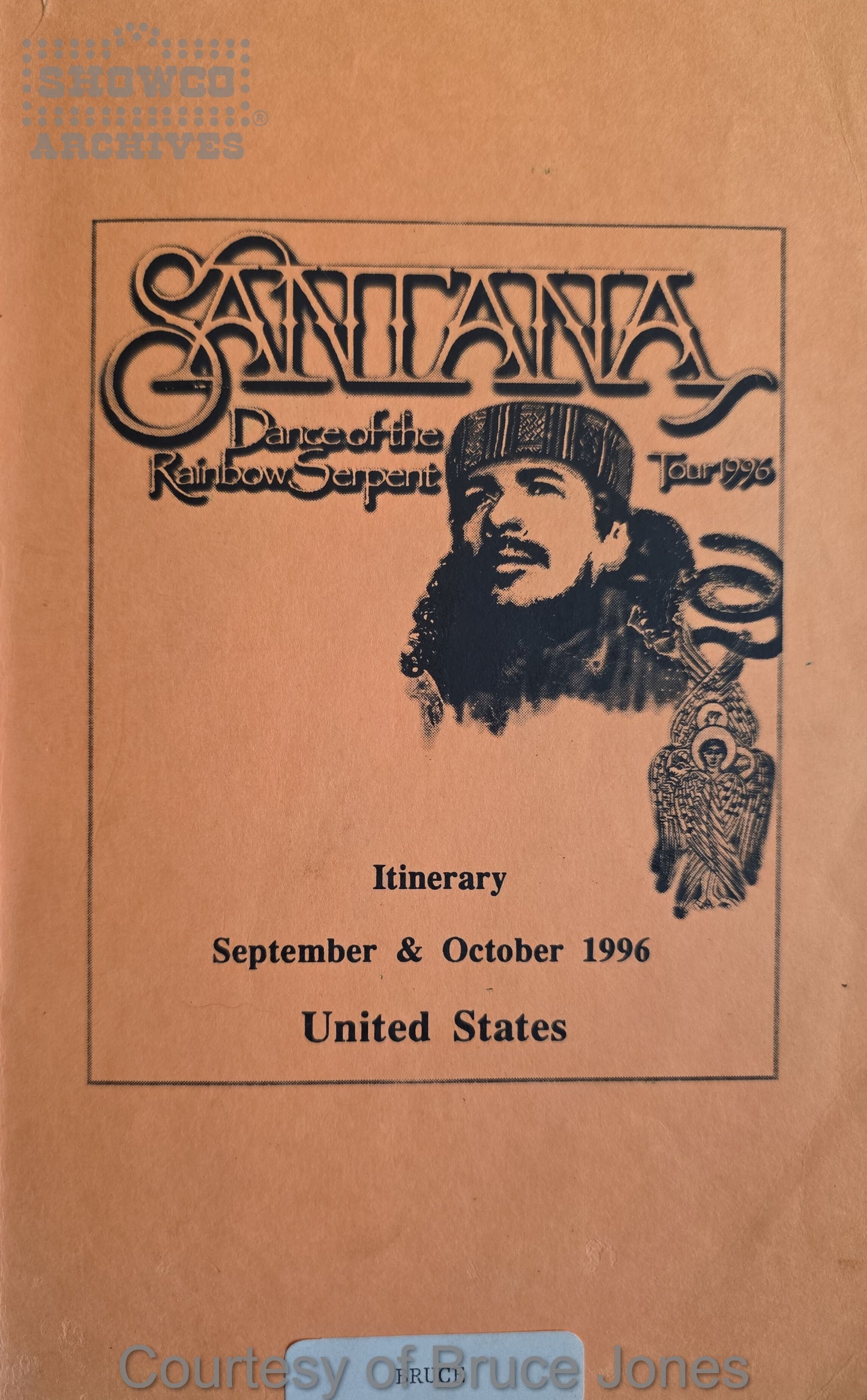 Santana Dance of the Rainbow Serpent Tour 1996 – U.S. Itinerary Sept & Oct (Courtesy of Bruce Jones)