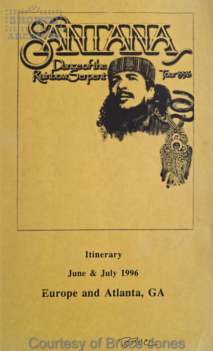 Santana Dance of the Rainbow Serpent Tour 1996 – Complete Official Itinerary (Courtesy of Bruce Jones)