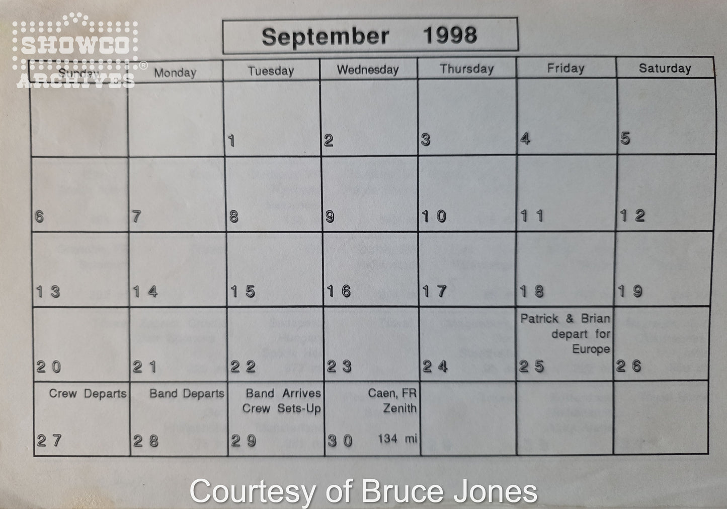 Santana Europe Tour 1998 – Complete Official Itinerary (Courtesy of Bruce Jones)