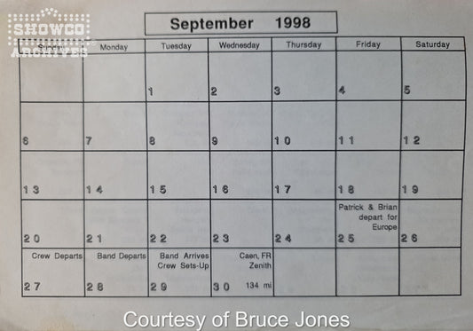 Santana Europe Tour 1998 – Complete Official Itinerary (Courtesy of Bruce Jones)