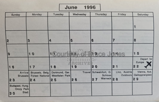 Santana Dance of the Rainbow Serpent Tour 1996 – Complete Official Itinerary (Courtesy of Bruce Jones)