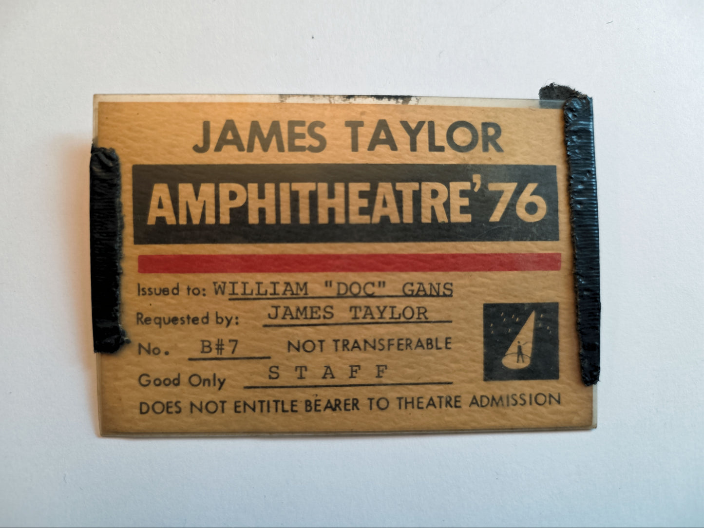 James Taylor Amphitheatre '76 Staff Pass – Doc Gans