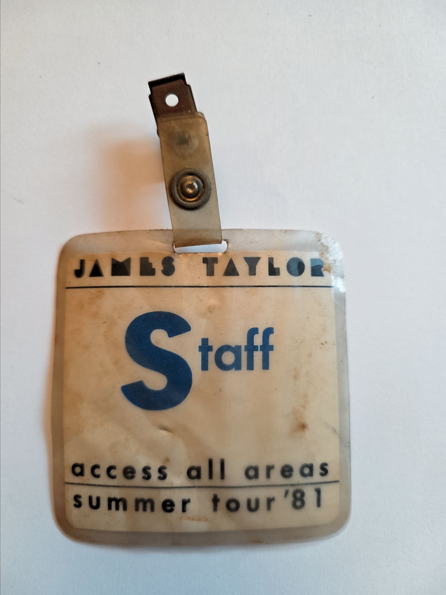 James Taylor Staff Tour Laminate 1981 / Michelob Sunset Series Backstage Pass – Doc Gans