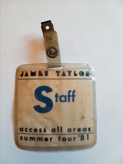 James Taylor Staff Tour Laminate 1981 / Michelob Sunset Series Backstage Pass – Doc Gans