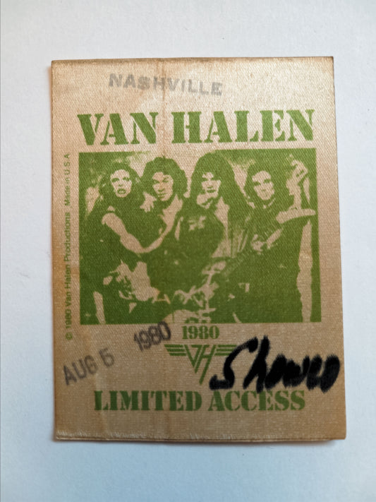 Van Halen 1980 Limited Access Backstage Pass – Nashville Aug 5 – Doc Gans