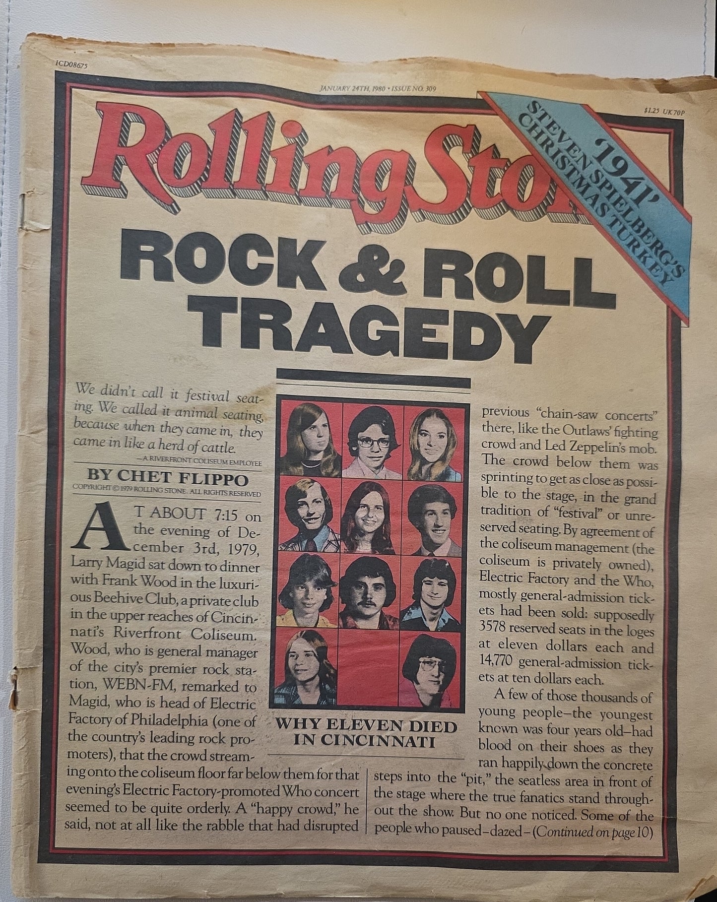 Rolling Stone #309 January 24 1980 - cover: Rock & Roll Tragedy Why Eleven Died in Cincinnati
