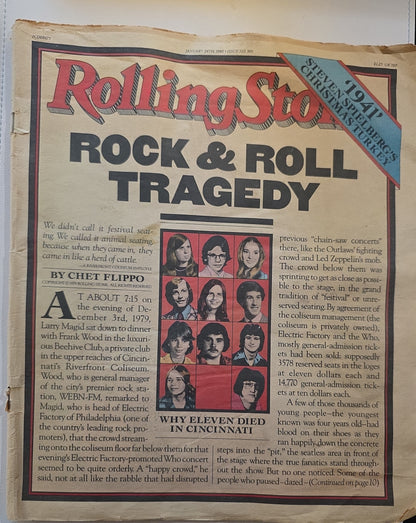 Rolling Stone #309 January 24 1980 - cover: Rock & Roll Tragedy Why Eleven Died in Cincinnati