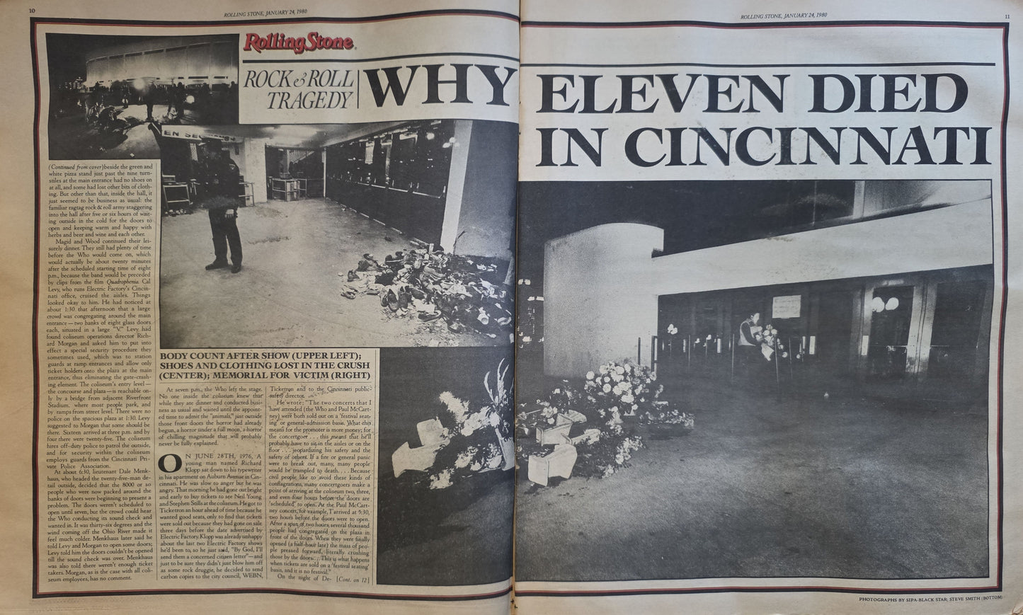 Rolling Stone #309 - Why Eleven Died in Cincinnati centerspread with photos