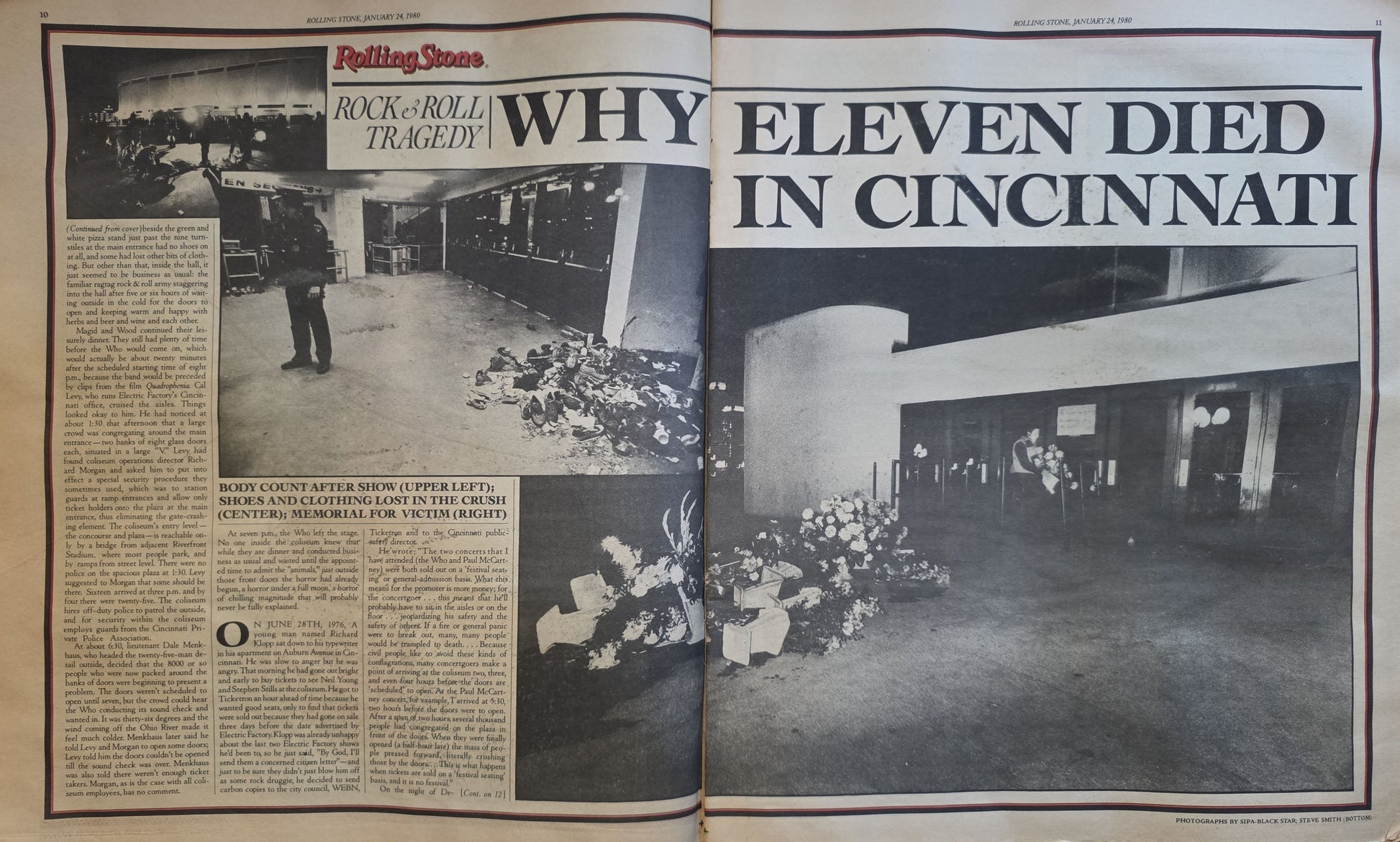 Rolling Stone #309 - Why Eleven Died in Cincinnati centerspread with photos