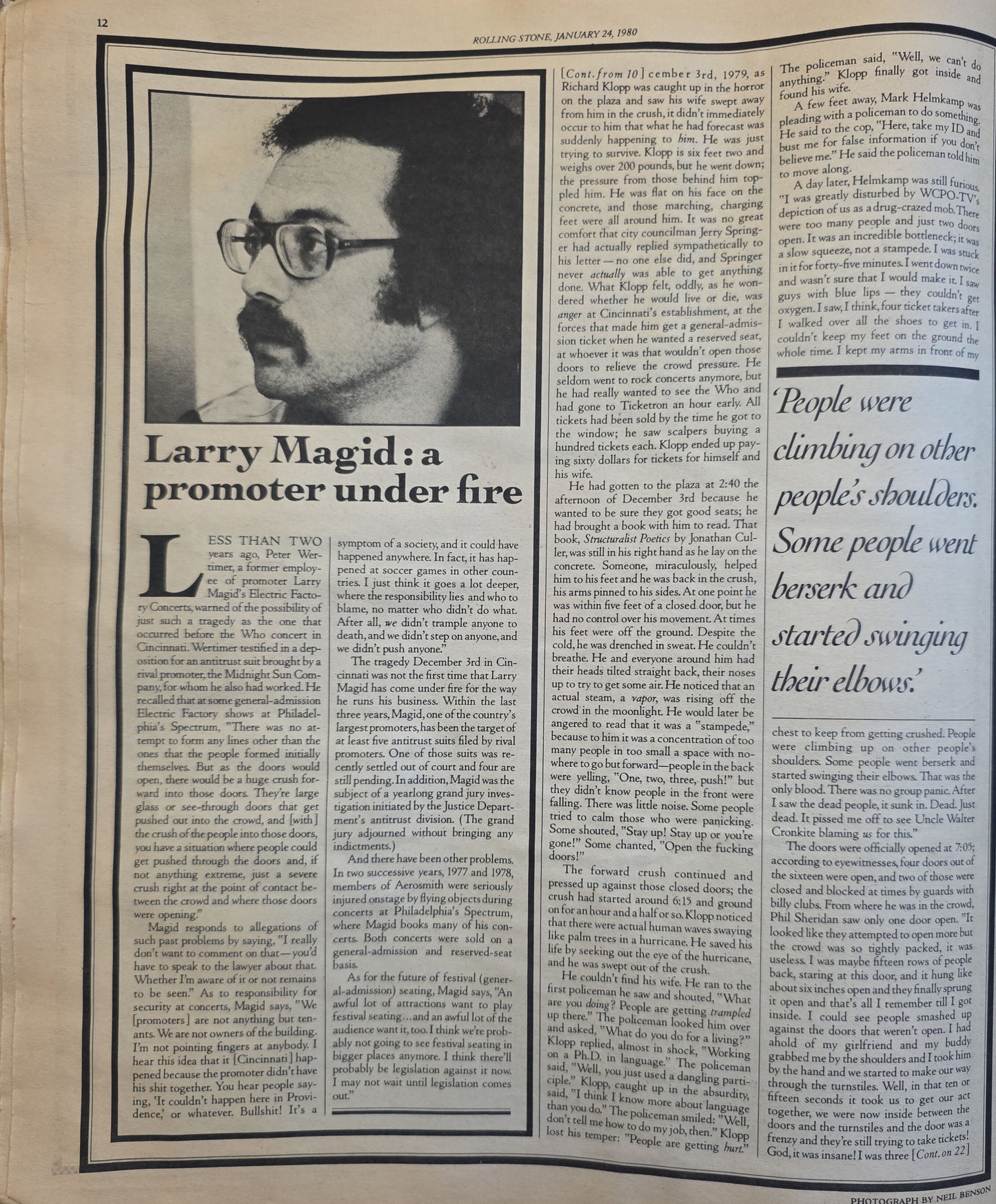 Rolling Stone #309 - Larry Magid promoter under fire profile