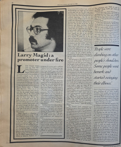 Rolling Stone #309 - Larry Magid promoter under fire profile