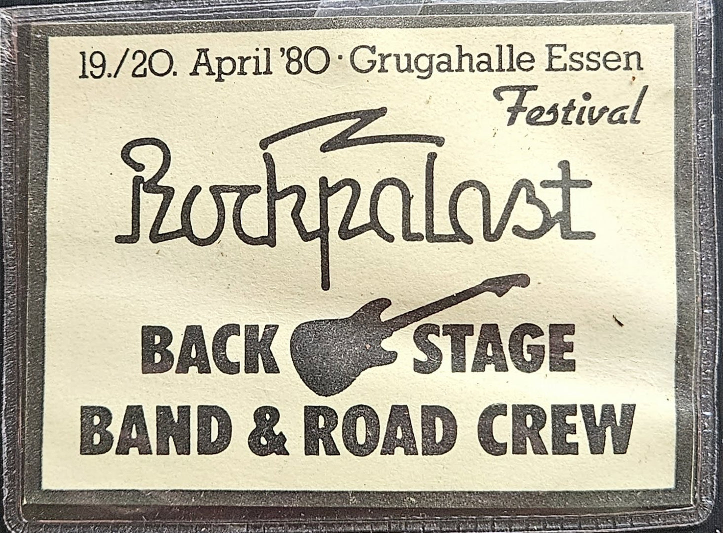 Rockpalast Festival 1980 — Original Backstage Badge, Band & Road Crew, Grugahalle Essen | Johnny "JW" Roberts Closet