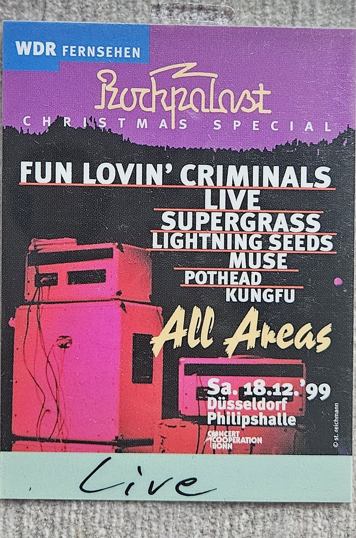 WDR Rockpalast Christmas Special 1999 – All Areas Laminate | Johnny "JW" Roberts Closet