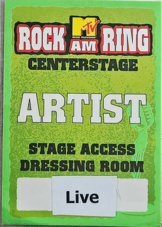 Live – Rock Am Ring MTV Centerstage Artist Stage Access & Dressing Room Laminate | Johnny "JW" Roberts Closet