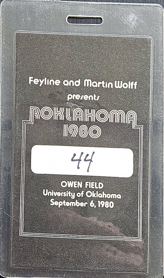 Roklahoma 1980 — Original Backstage Laminate #44, Owen Field, Sept. 6 1980