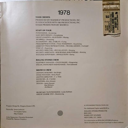 The Rolling Stones — 1978 Tour of America Original Concert Program | Donnie “DK” Kretzschmar’s Closet