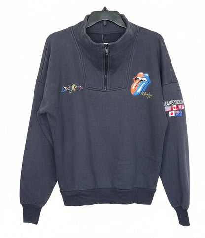 Rolling Stones Living Colour Tour Zip Collar Sweatshirt (1989, XL, Charcoal Grey)