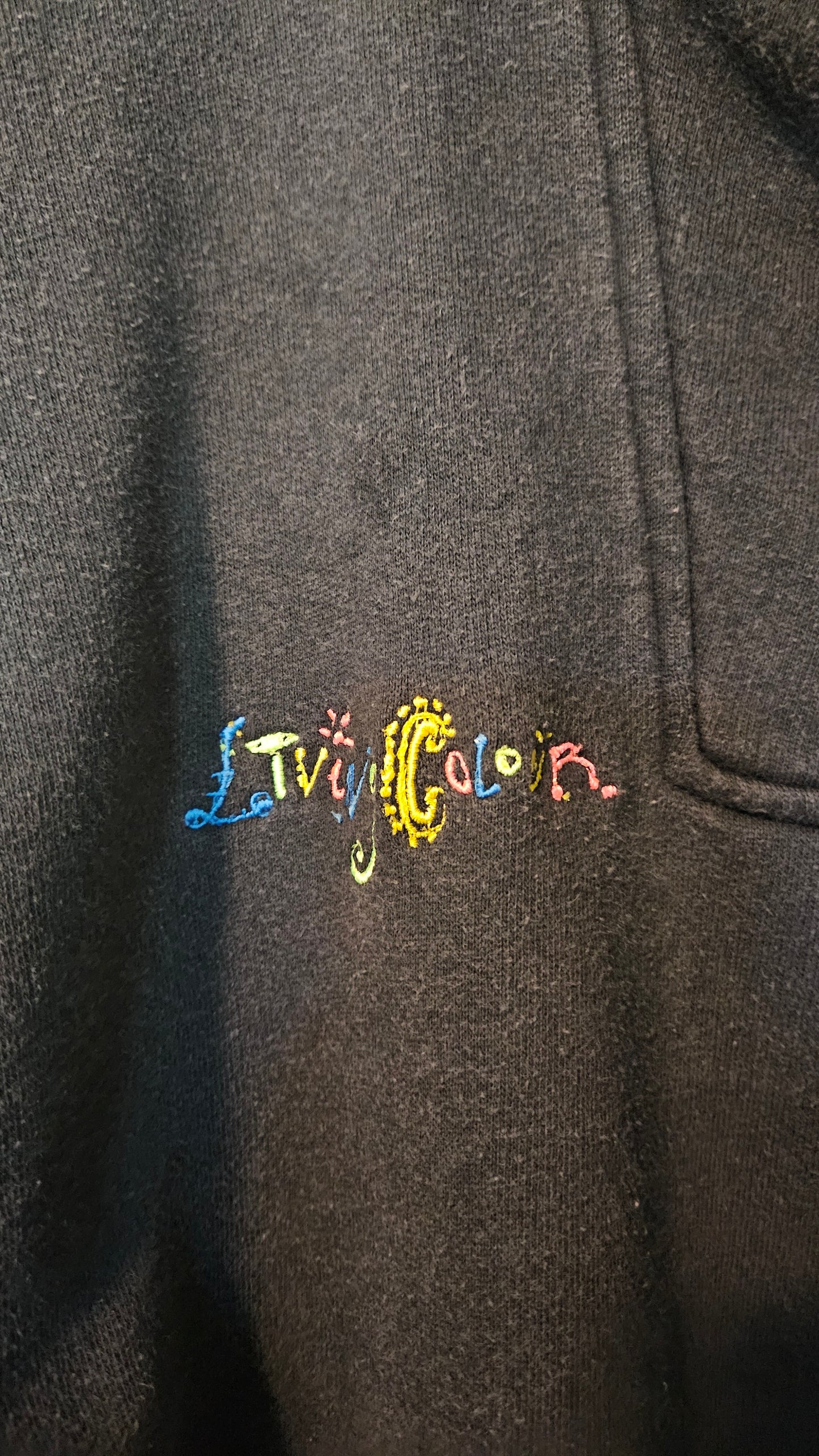 Rolling Stones Living Colour Tour Zip Collar Sweatshirt (1989, XL, Charcoal Grey)