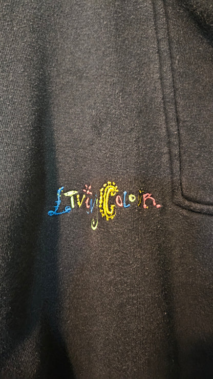 Rolling Stones Living Colour Tour Zip Collar Sweatshirt (1989, XL, Charcoal Grey)