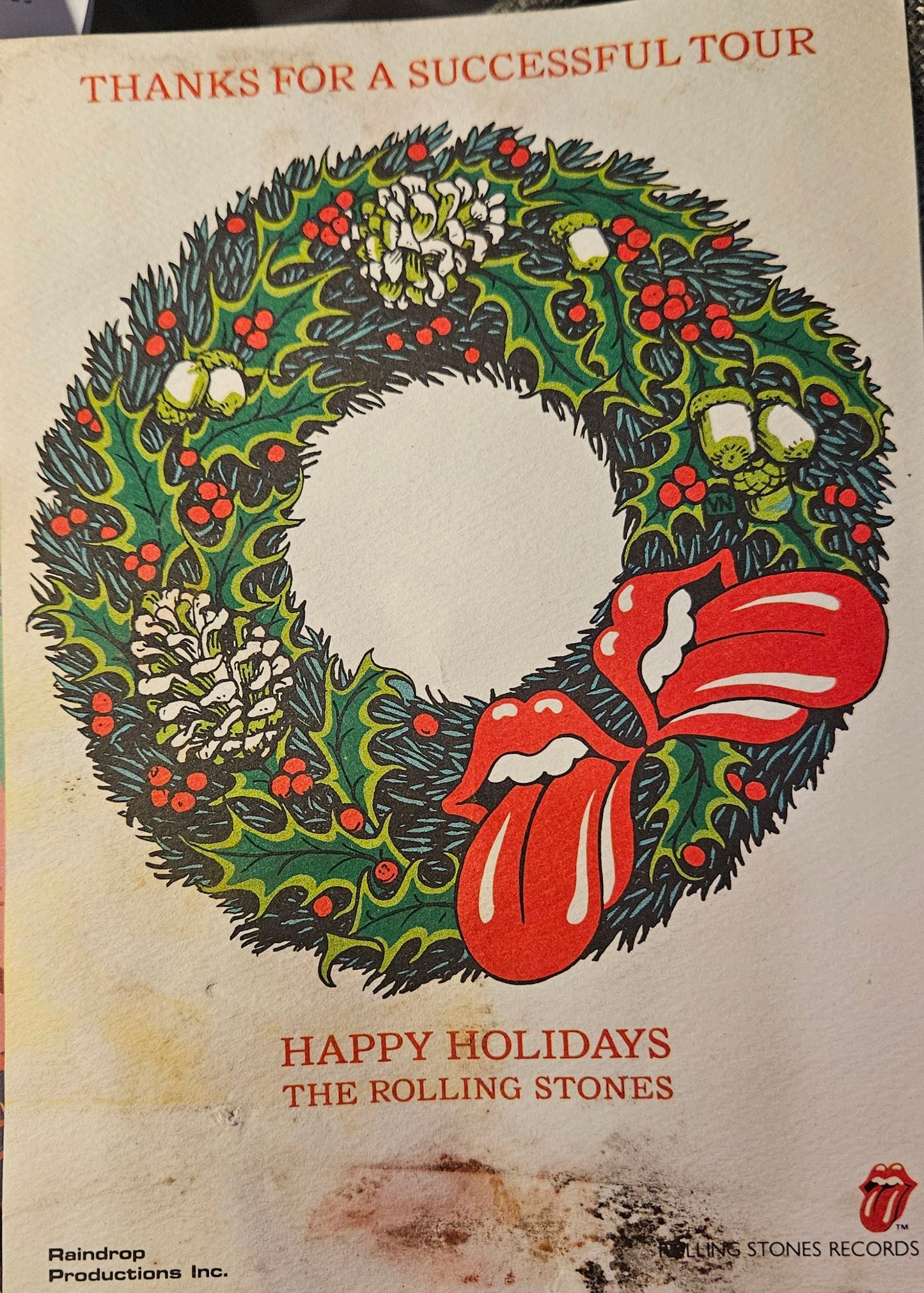 Rolling Stones – “Thanks for a Successful Tour” Christmas Card | Johnny "JW" Roberts Closet