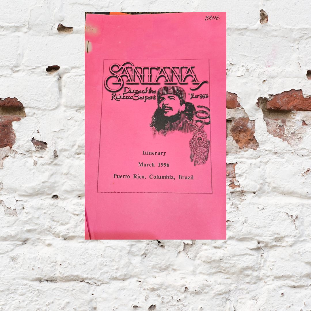 Santana March 1996 South America Tour Official Itinerary | Bruce Jones Closet