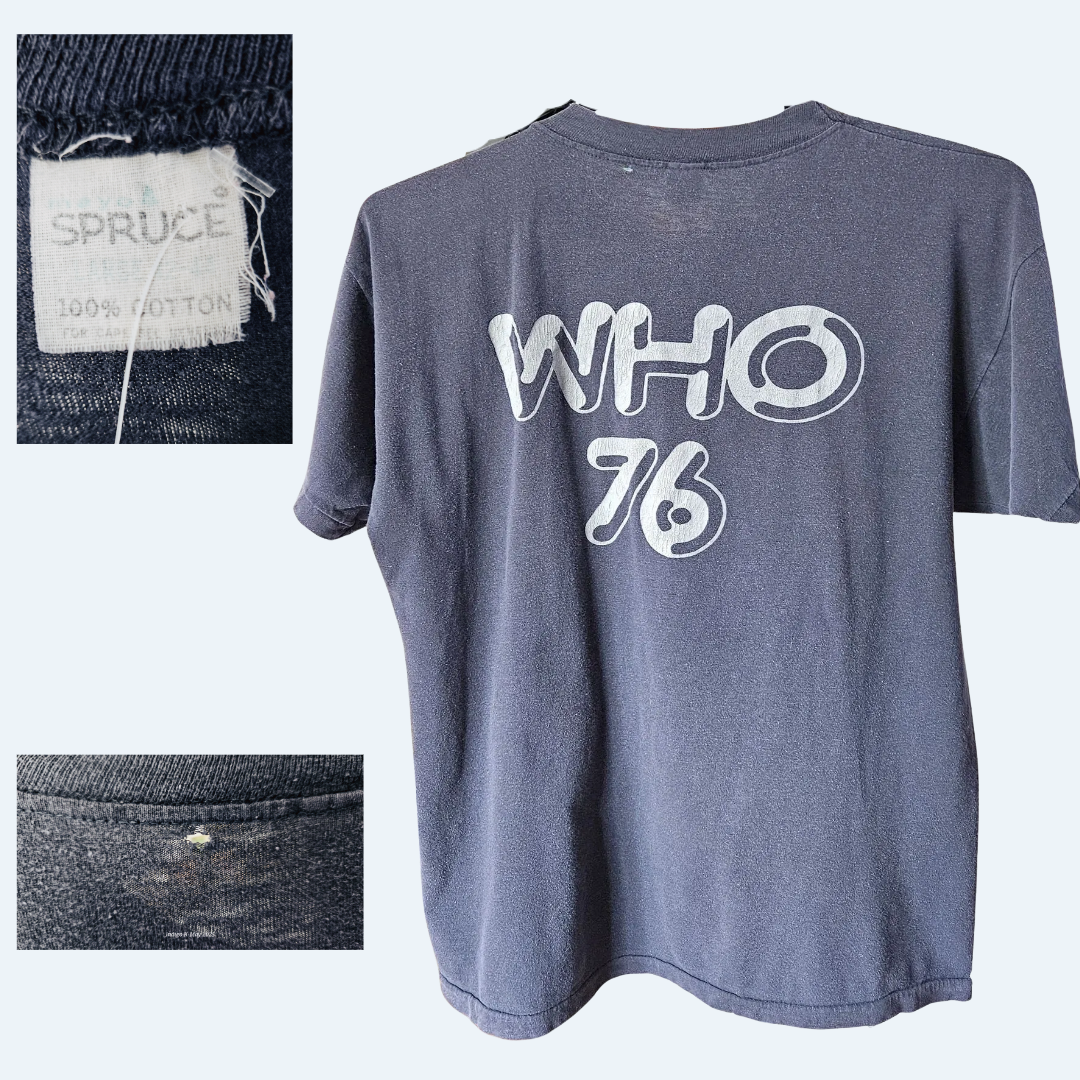 The Who 1976 Black Shirt with Silver Print (Neck Hole)