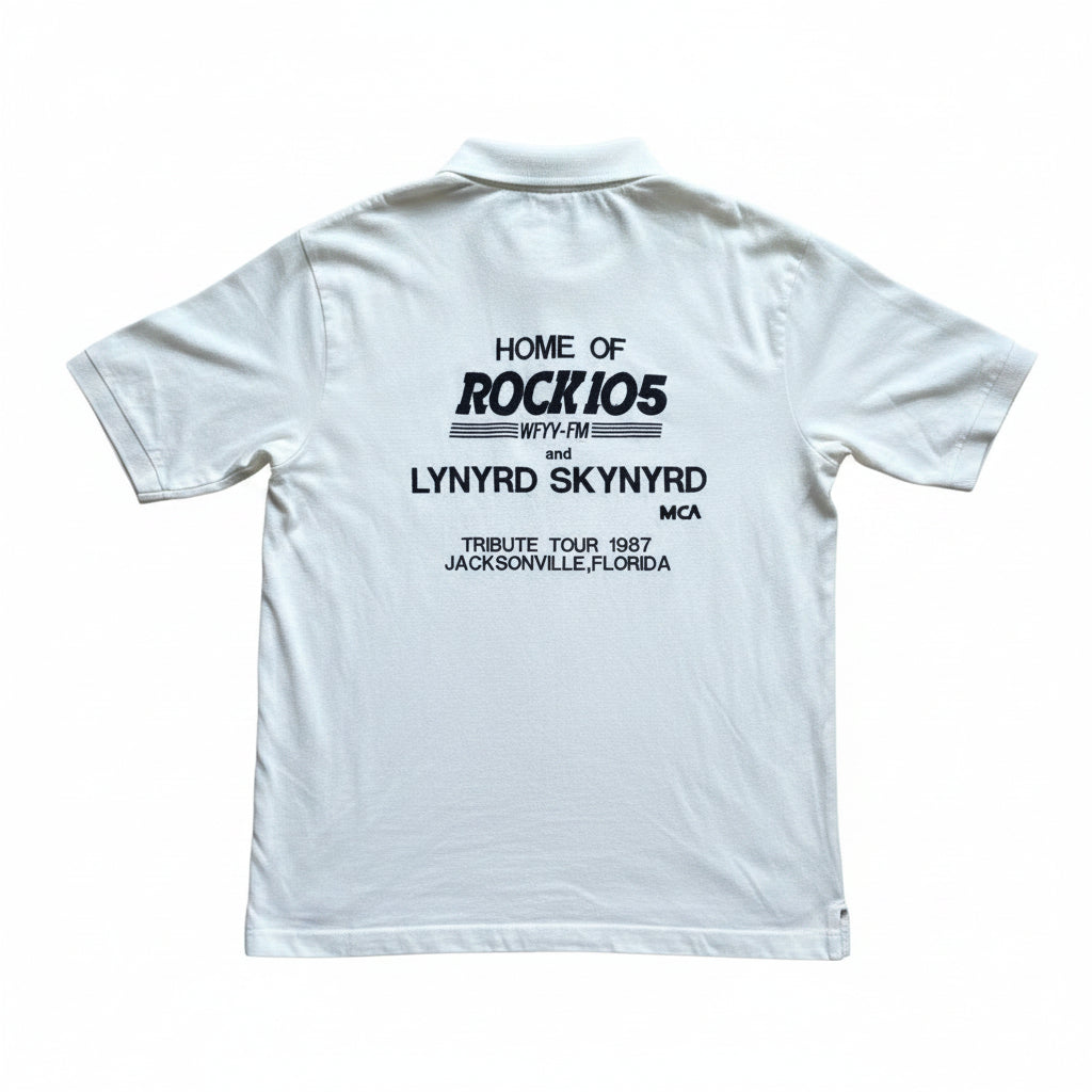 ROCK105 WFYV-FM Lynyrd Skynyrd Tribute Tour 1987 Embroidered Polo | Pat Farrell Collection