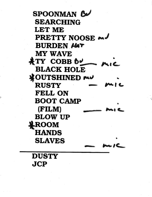 Soundgarden – Original Tour Setlist (City Unknown) | Johnny "JW" Roberts Closet