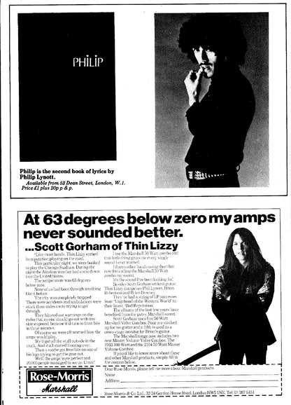 Thin Lizzy 1977 tour programme - interior page