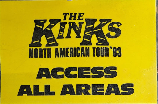 The Kinks NA Tour '83 Access All Areas Laminate Crew Pass | Mike Ponczek's Closet