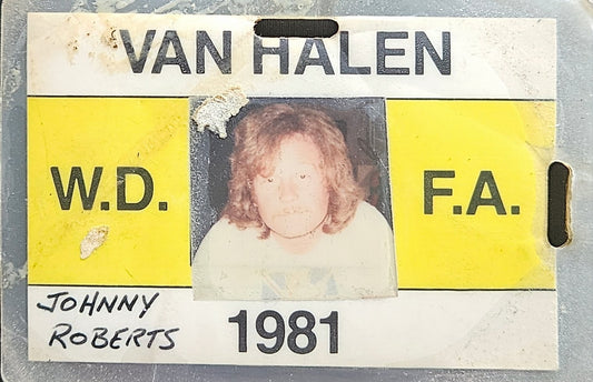 Van Halen – 1981 Fair Warning Tour Photo ID Laminate | Johnny "JW" Roberts Closet