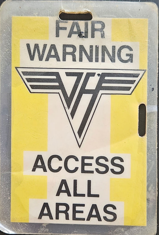 Van Halen – 1981 Fair Warning Tour Photo ID Laminate | Johnny "JW" Roberts Closet