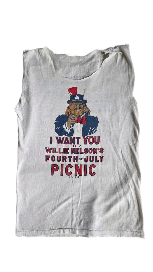 Willie Nelson 1984 4th of July Picnic Cut Tee